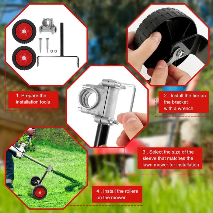 Roue de Support de tondeuse à gazon réglable, roues auxiliaires pour tondeuse à gazon de jardin, acc