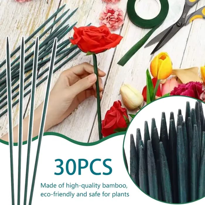 30 pièces bambou vert bâtons plante Support fleur bâton orchidée tige plante bâtons pour soutenir pl