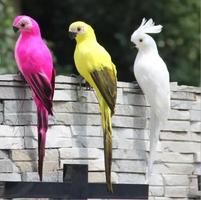 Simulation créative faite à la main 25/35cm, perroquet, Animal, oiseau, accessoires de jardin, décor