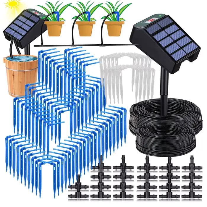 Mini minuterie solaire de jardin, Kit d'irrigation goutte à goutte automatique, alimenté par l'énerg