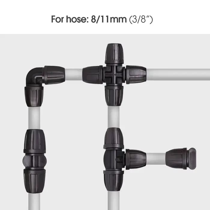 Connecteur de tuyau d'arrosage 3/8 "avec capuchon de verrouillage, Joint barbelé de 8/11 à 4/7mm, ex