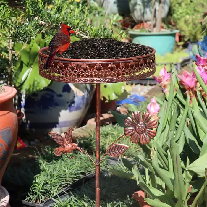 Bol de bain d'oiseau/alimentation autoportant vintage, adapté au jardin, au patio et à la décoration