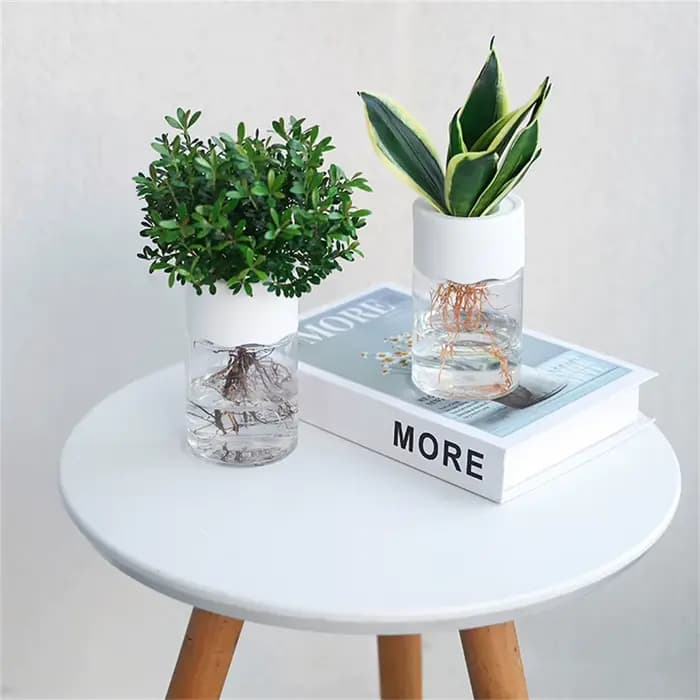 Mini Pot de fleur hydroponique, Vase décoratif pour la maison, Imitation verre Transparent, Pots de