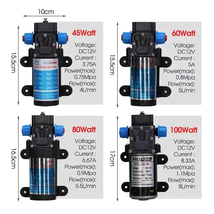 Kit de pompe auto-amorçante 30-10m 60W, système de refroidissement par brumisation, buse réglable 1/