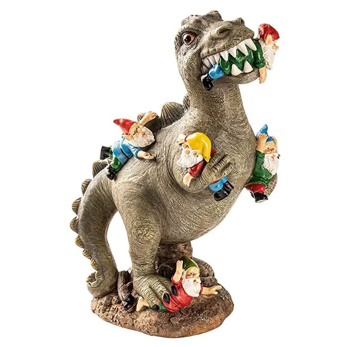 Statue de Gnome mangeant de jardin de dinosaure malheureux, Figurine en résine, meilleur décor artis