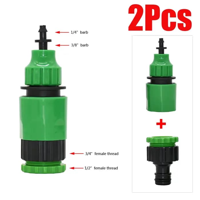 Adaptateur à raccord rapide avec connecteur barbelé 1/4 (ID 4mm) ou 3/8 ''(8mm), pour l'irrigation d