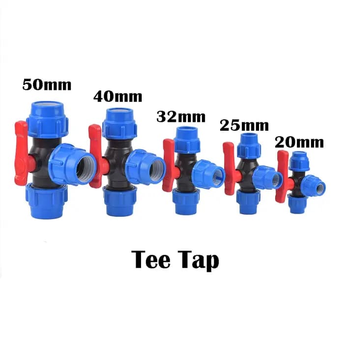 Connecteur de robinet de tube PE en plastique, séparateur d'eau en T, couremplaçant d'irrigation à a