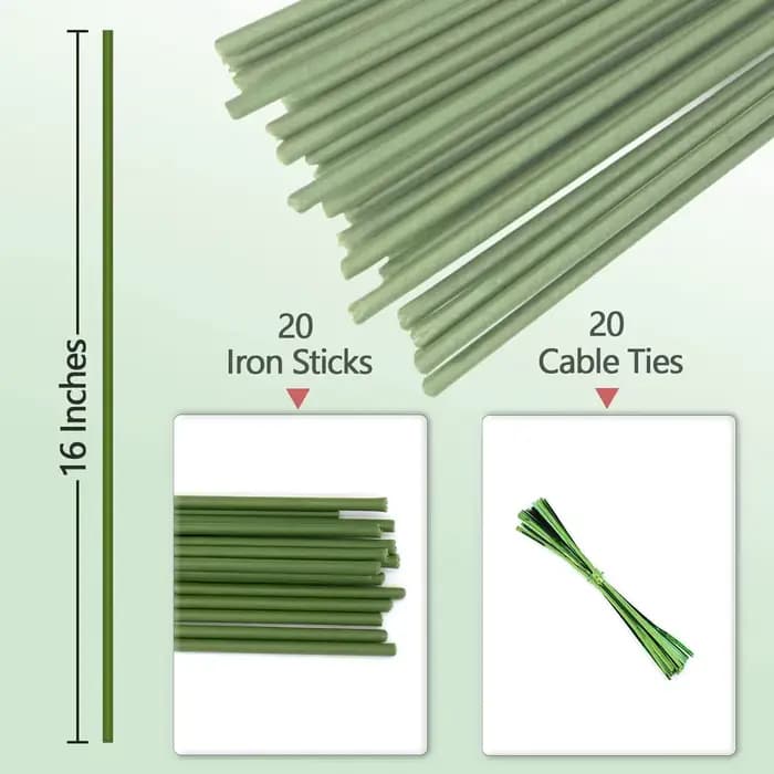 Piquets de Support de plantes pliables à tige unique, 16 pouces/40cm, vert, pour plantes d'intérieur