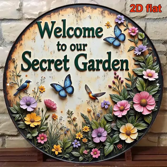 1 panneau de bienvenue Vintage Secret Garden avec un design amusant - Convient à la décoration extér
