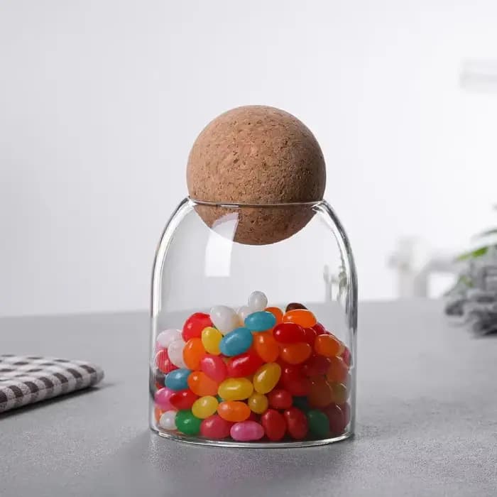 Pot scellé bouchon en liège en verre grains de café boîte de stockage de fruits secs cuisine aliment