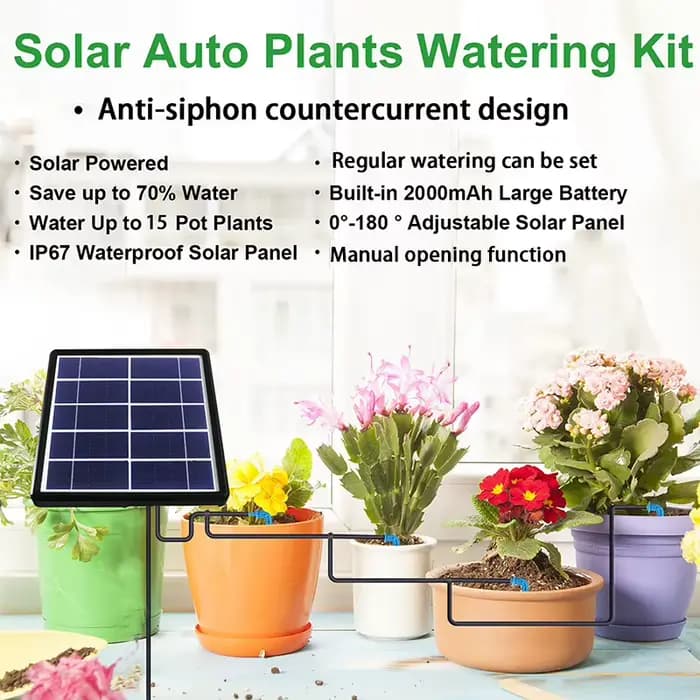Kit de système d'irrigation goutte à goutte automatique solaire, Machine à eau pour plantes avec Ant