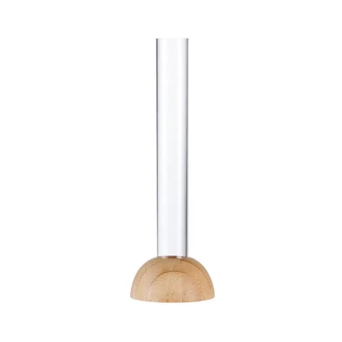 Vase Hydroponique Transparent avec Base en Bambou, Pot de Fleur Imperméable pour Plantes Brittop, Ga