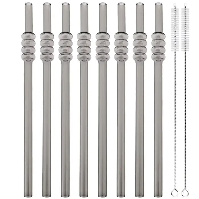Ensemble de pailles en verre à haute teneur en Borosilicate pour tomates sur bâtonnets, thé au lait,