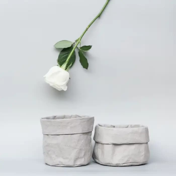 Mir à fleurs en papier kraft rétro, panier de rangement en tissu lavable pour maquillage de bureau,
