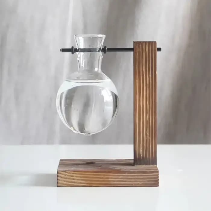 Pot de fleur Vintage, cadre en bois Transparent, plantes de table en verre, Terrarium, Vasevase, déc
