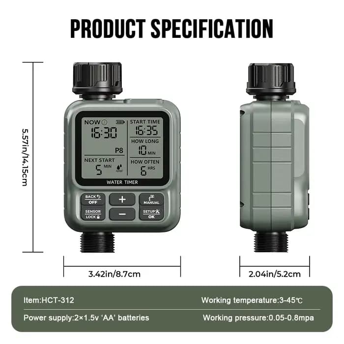 Programmateur d'arrosage Eshico 8P HCT-312 avec capteur de pluie et temporisation automatique – Meil