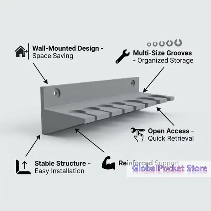 Support d'outils avec poignée en T pour tournevis, embouts hexagonaux, vis, petites pièces et accessoires – Rangement et organisation