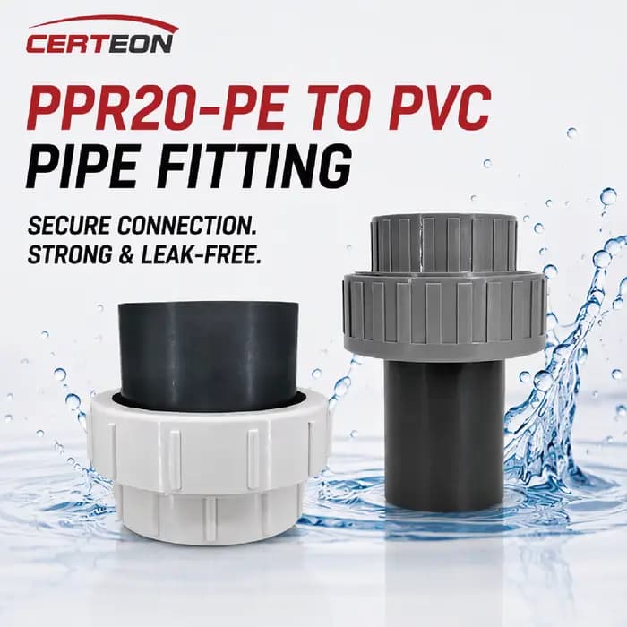 Raccord PPR vers PVC DN20-DN63 Adaptateur de Tuyau pour Eau Irrigation Plomberie Maison Connecteur Plastique pour Canalisation et Réseau d’Alimentation en Eau