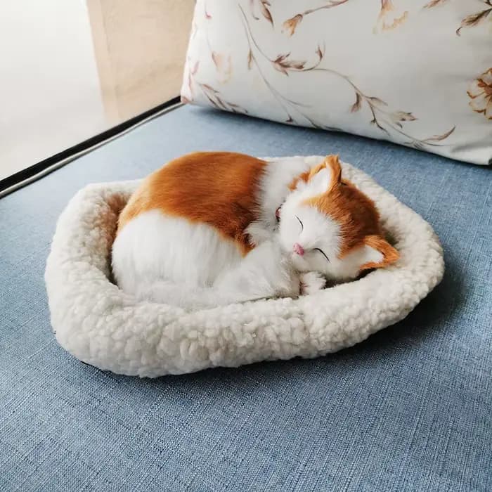 Simulation de chat respiratoire, modèle d'animal de compagnie, ornements en peluche, chat endormi, chien, décoration de la maison, accessoires de photographie, artisanat, cadeau d'anniversaire B