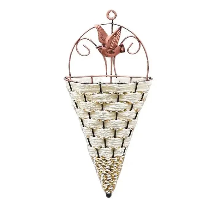 1 pièces mural en fer forgé naturel osier fleur panier Vase rotin tenture murale Pot planteur