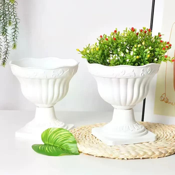 Grand jardinière extérieure colonne romaine Pot de fleur Pots de plantation balcon ménage blanc en plastique porche décor Pot de fleurs