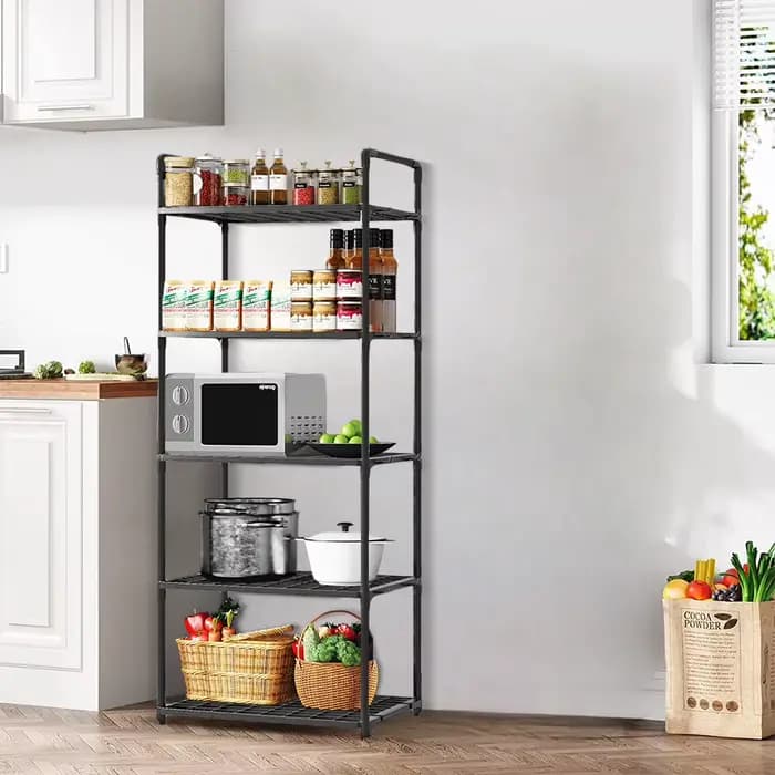 Étagères de rangement à 5 niveaux, organisateur d'étagères robuste pour garage avec pieds réglables, étagères métalliques stables pour garde-manger