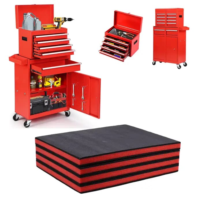 4 inserts en mousse pour boîte à outils, 19,69x15,75x1,38 pouces, feuille de mousse en polyéthylène découpable pour boîte à outils, étui rigide, tiroir de boîte à outils