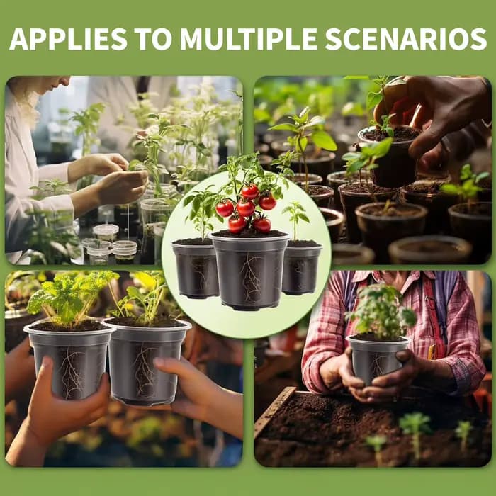 Lot de 5 pots de fleurs transparents en plastique avec soucoupes