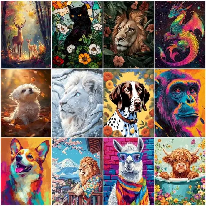 RUOPOTY peinture par numéros nouveaux animaux dessin sur toile acrylique aquarelles dessiner mur Art photo peintures décoratives ensemble de bricolage