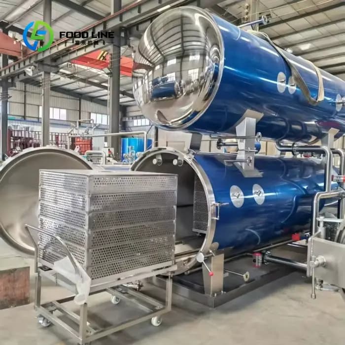 Pot de stérilisation industriel compact peu encombrant personnalisé pour utilisation de transformation des aliments Jarred emballés sous vide SMEs