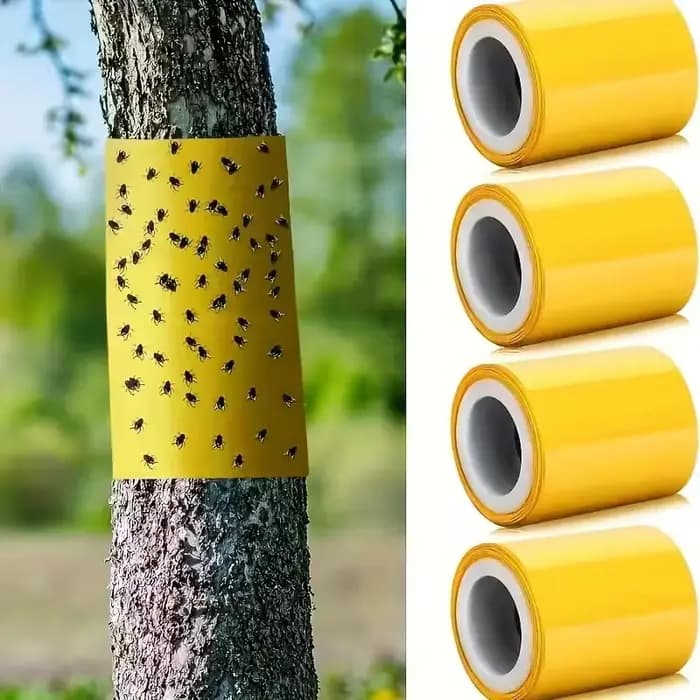 1 rouleau de ruban anti-insectes jaune double face pour empêcher les insectes