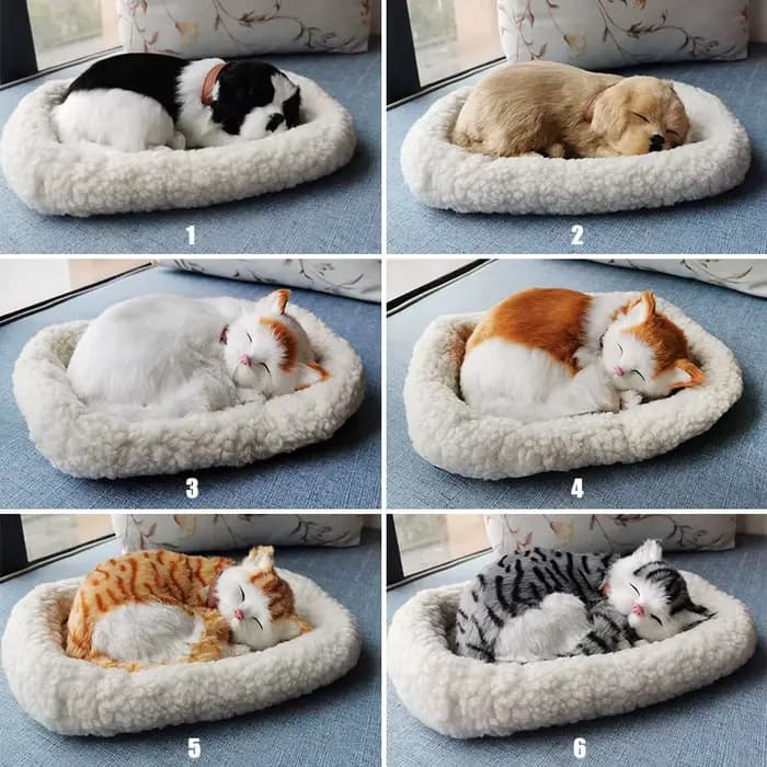 Simulation de chat respiratoire, modèle d'animal de compagnie, ornements en peluche, chat endormi, chien, décoration de la maison, accessoires de photographie, artisanat, cadeau d'anniversaire B