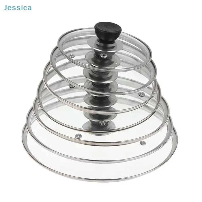 ♥ Couvercles pour casseroles en verre, couvercles universels transparents pour ustensiles de cuisine avec jante en acier inoxydable, couvercles de remplacement résistants à la chaleur pour casseroles