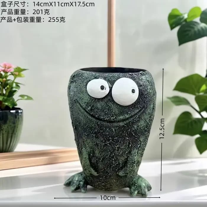 Pot de fleurs fantaisie en forme de grenouille