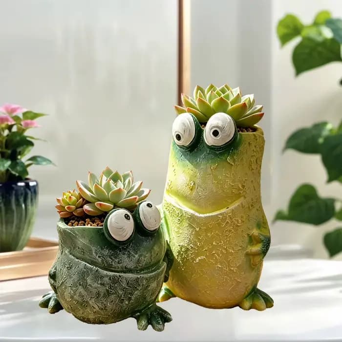 Pot de fleurs fantaisie en forme de grenouille