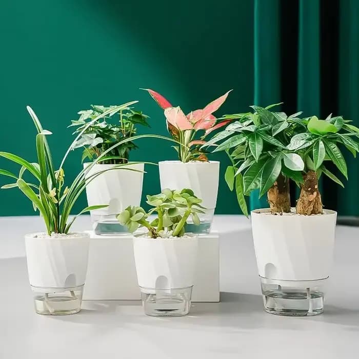 Pot de fleur en plastique transparent à double couche avec port d'injection