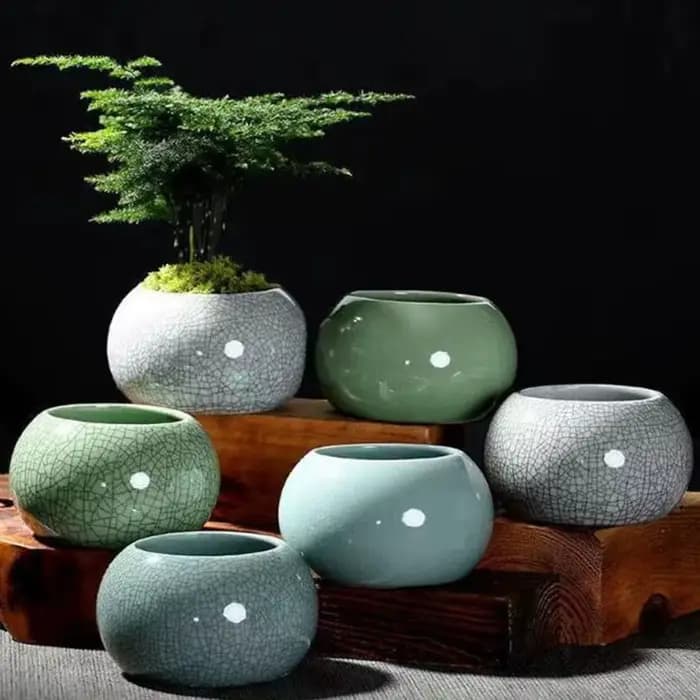 Geyao – Pot de plantes succulentes rond fait à la main