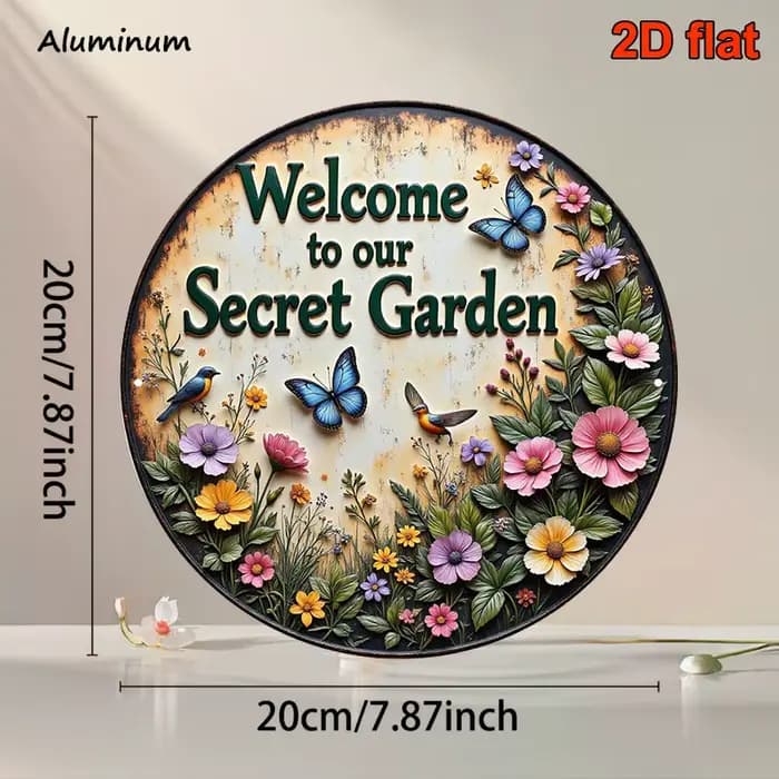 1 panneau de bienvenue Vintage Secret Garden avec un design amusant - Convient à la décoration extérieure/intérieure