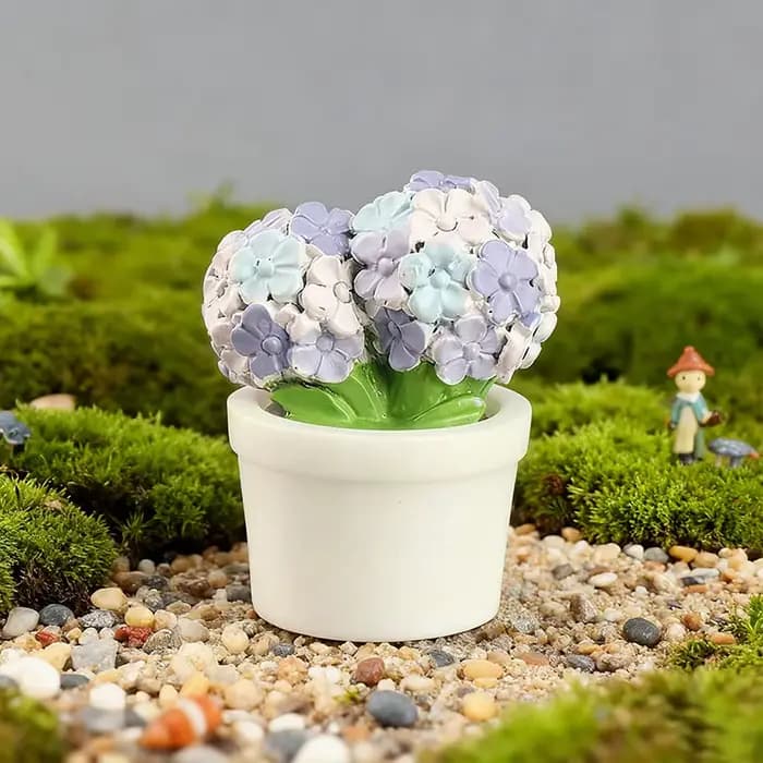 5 pièces de fleurs miniatures réalistes en résine (rose et tulipe) en pot
