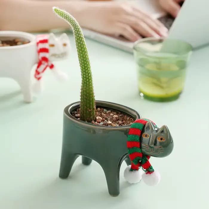 Pot de plante en forme de chat mignon en T pour salle de bain