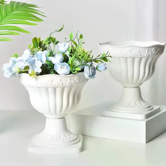 Grand jardinière extérieure colonne romaine Pot de fleur Pots de plantation balcon ménage blanc en plastique porche décor Pot de fleurs