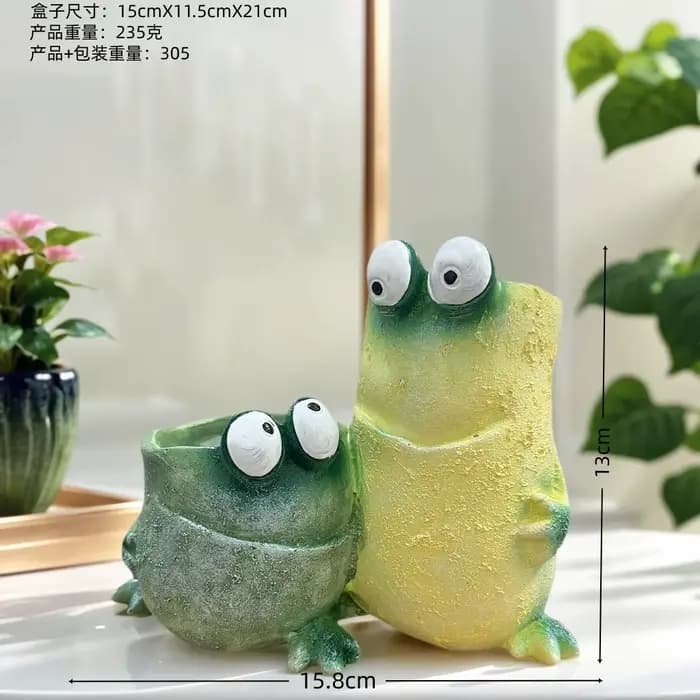 Pot de fleurs fantaisie en forme de grenouille