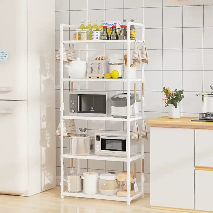Étagères de rangement à 5 niveaux, organisateur d'étagères robuste pour garage avec pieds réglables, étagères métalliques stables pour garde-manger