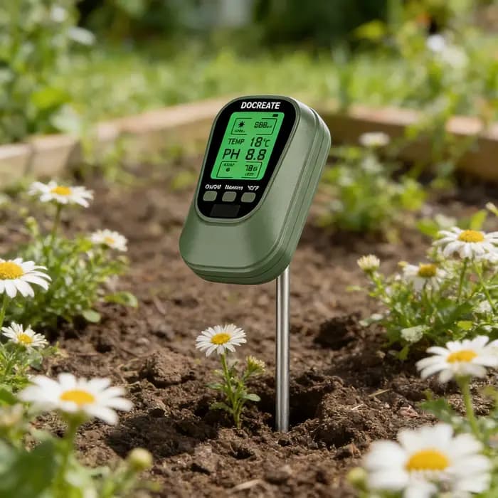 Testeur d'humidité du sol 4-en-1 avec écran LCD rétroéclairé pour le jardinage