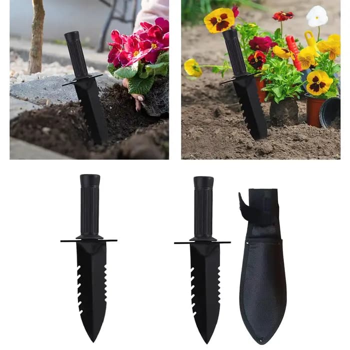 Truelle de jardin en fer à bord dentelé pour la plantation de fleurs et les projets d'agriculture en extérieur