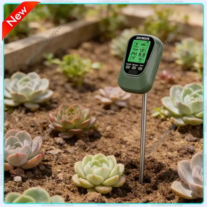Testeur d'humidité du sol 4-en-1 avec écran LCD rétroéclairé pour le jardinage