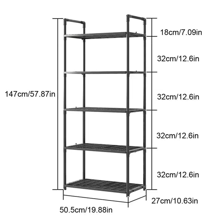 Étagères de rangement à 5 niveaux, organisateur d'étagères robuste pour garage avec pieds réglables, étagères métalliques stables pour garde-manger