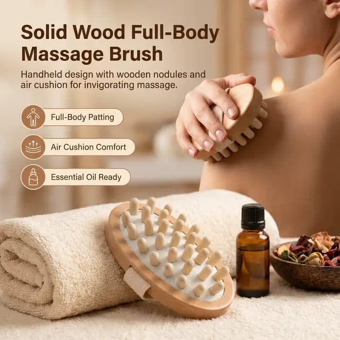 Masseur en bois avec coussin d'air et billes d'huiles essentielles pour la thérapie par percussion du corps entier, relaxation musculaire, utilisation à domicile ou au bureau