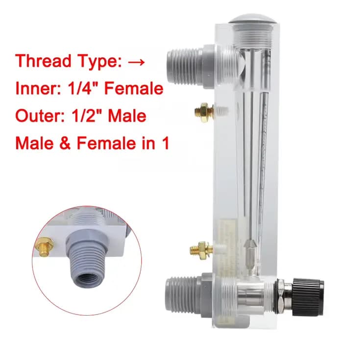 Plexiglas acrylique de débitmètre liquide réglable LZM-15T 0.5-5 GPM et 2-18 LPM 4 TAN1/2 "femelle masculine 1/4" pour le pétrole, médecine