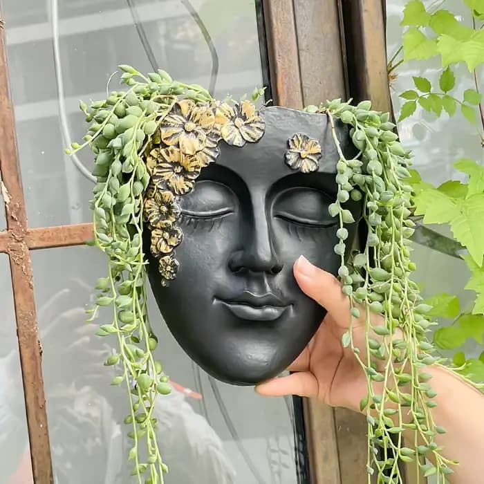 Pot de fleurs mural créatif en forme de visage